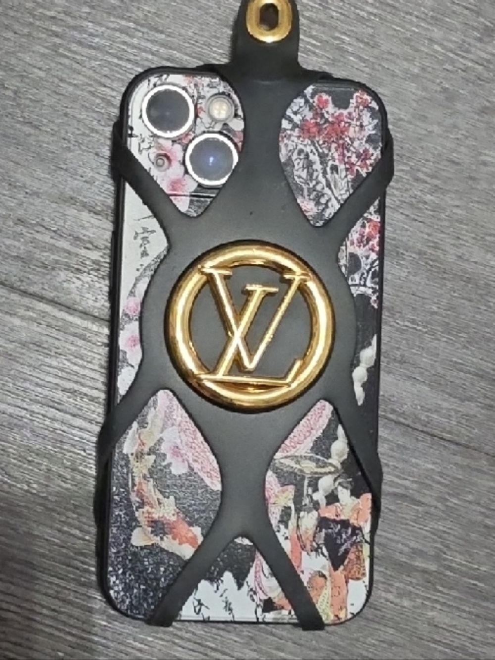 Louis Vuitton Black Rubber Smart Phone Holder with Gold LV Emblem - Picture 2 of 2
